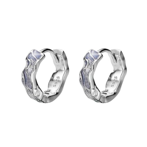 Damen Ohrringe, Silber 925 Ohrring Drip Glasur Nachahmung Fluss Zarte Persönlichkeit Goldene Ohrringe Damen Silber Lila Geburtstag Valentinstag Geschenck von Elepadaki