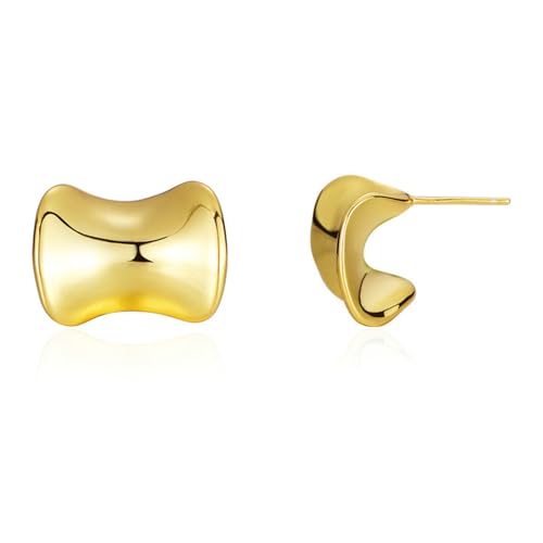 Damen Ohrringe, Silber 925 Ohrring Elegante Glänzend Geschwungene Schlichtheit Ohrringe Set Silber Silber Geburtstag Valentinstag Geschenck von Elepadaki