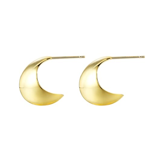 Damen Ohrringe, Silber 925 Ohrring Geschliffener Mond Ohrstecker Silber Damen Gold Geburtstag Valentinstag Geschenck von Elepadaki