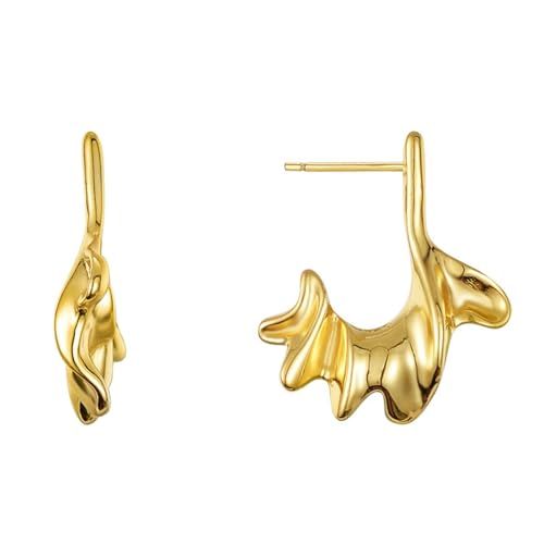 Damen Ohrringe, Silber 925 Ohrring Glänzende Falten Sind Zart Und Elegant Vergoldete Ohrringe Gold Geburtstag Valentinstag Geschenck von Elepadaki