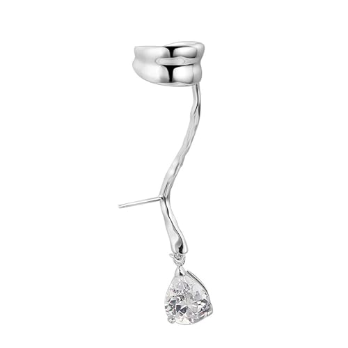Damen Ohrringe, Silber 925 Ohrring Glänzende Geschwungene Linie Punk Teardrop-Anhänger Ohrringe Damen Silber Silber Geburtstag Valentinstag Geschenck von Elepadaki