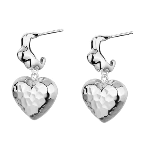 Damen Ohrringe, Silber 925 Ohrring Herz-Anhänger Delicate Silber Ohrstecker Damen Silber Geburtstag Valentinstag Geschenck von Elepadaki