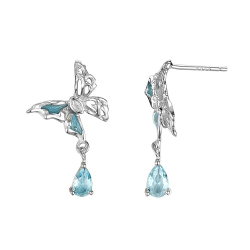 Damen Ohrringe, Silber 925 Ohrring Hollow Butterfly Drip Gel Zart Und Elegant Damen Ohrstecker Silber Geburtstag Valentinstag Geschenck von Elepadaki