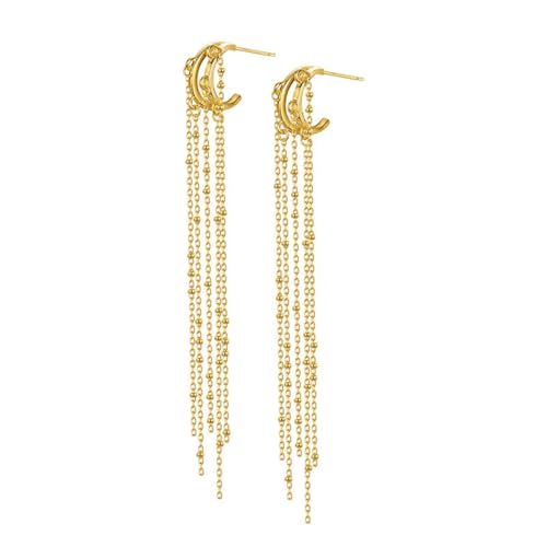 Damen Ohrringe, Silber 925 Ohrring Kettenquaste Mit Durchbrochenem Mond Ohrringe Echt Silber Geburtstag Valentinstag Geschenck von Elepadaki