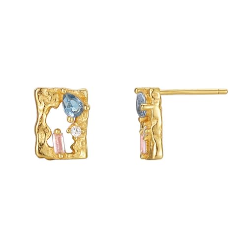 Damen Ohrringe, Silber 925 Ohrring Quadratisch Unregelmäßig Gebrochen Hohle Persönlichkeit Exquisit Ohrstecker Silber 925 Damen Gold Geburtstag Valentinstag Geschenck von Elepadaki