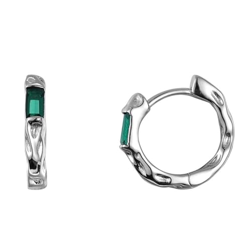 Damen Ohrringe, Silber 925 Ohrring Unregelmäßige Textur Aushöhlung Silber Ohrringe Set Silber Grün Geburtstag Valentinstag Geschenck von Elepadaki