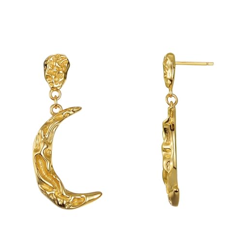 Damen Ohrringe, Silber 925 Ohrring Unregelmäßige Textur Mond Personalisiert Zart Ohrringe Echt Silber 925 Silber Geburtstag Valentinstag Geschenck von Elepadaki
