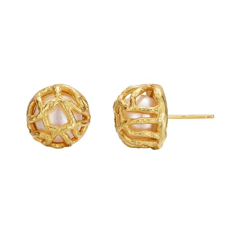 Damen Ohrringe, Silber 925 Ohrring Zarte Linien Und Ineinander Verschlungene Perlen Ohrringe Perlen Hängend Gold Geburtstag Valentinstag Geschenck von Elepadaki