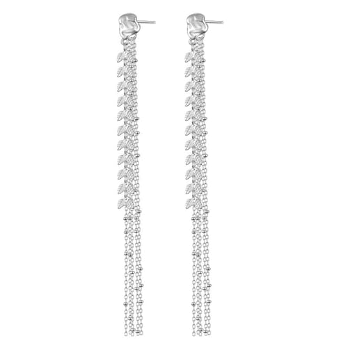 Damen Ohrringe, Silber 925 Ohrringe Delicate Luxury Leaf Chain Tassel Elegant Ohrring Stecker Silber 925 Silber Für Damen Geburtstag Valentinstag Geschenck von Elepadaki