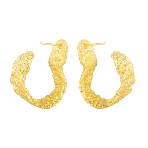 Damen Ohrringe, Silber 925 Ohrringe Unregelmäßige Textur Gebogen Punk Ohrstecker Gold Für Damen Geburtstag Valentinstag Geschenck von Elepadaki