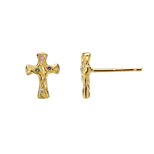 Damen Ohrringe, Silber 925 Ohrringe Zartes Kreuz Personalisiert Ohrstecker 925 Silber Für Damen Geburtstag Valentinstag Geschenck von Elepadaki