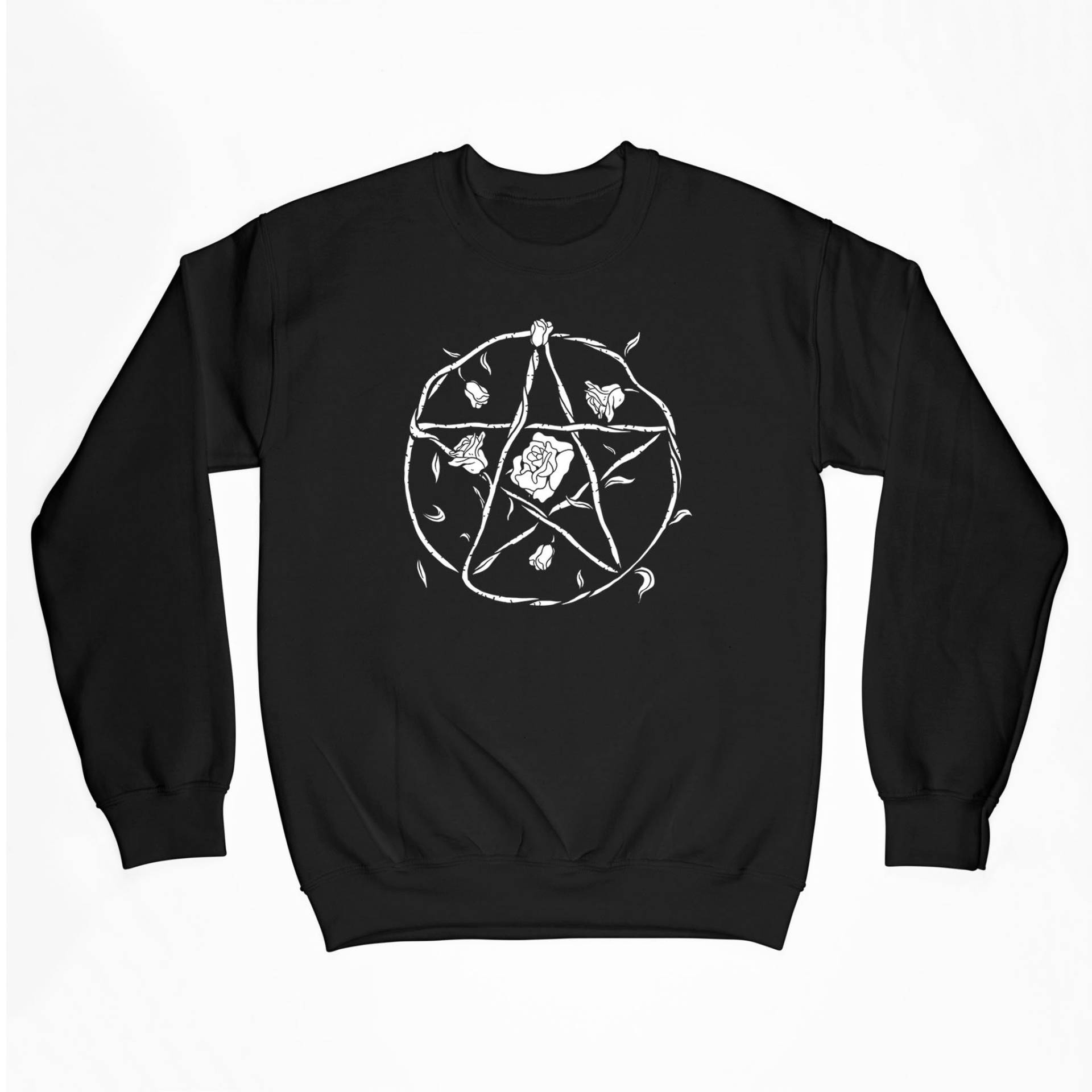 Rosen Pentagramm Sweatshirt, Grunge Kleidung, Witchcraft Gothic Pullover, Alternative Outfit, Edgy E-Girl Jumper, Goth Witch von ElephanTees