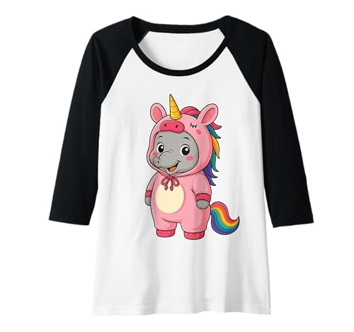Damen Kawaii Elefant im Einhorn Kostüm für Mädchen Kinder Einhorn Raglan Damen Kawaii Elefant im Einhorn Kostüm für Mädchen Kinder Einhorn Raglan von Elephant In Unicorn Costume Kawaii Design