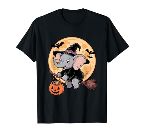 Elefant Hexenhut Kürbis Halloween Kostüm Herren Damen Kinder T-Shirt von Elephant Lover Halloween Party Wear