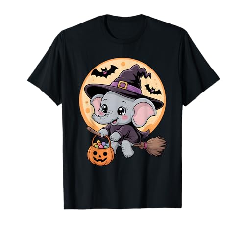 Elefant Hexenhut Kürbis Halloween Kostüm Herren Damen Kinder T-Shirt von Elephant Lover Halloween Party Wear