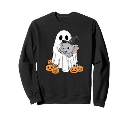 Lustiger Geist Elefant Kürbis Halloween Kinder Herren Damen Sweatshirt von Elephant Lovers Cute Halloween Outfits Boy Girl