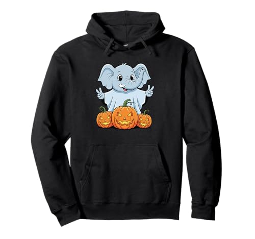 Lustiger Elefant Geist Kürbis Boo Halloween Kinder Herren Damen Pullover Hoodie von Elephant Lovers Halloween Ghost Pumpkin Outfits