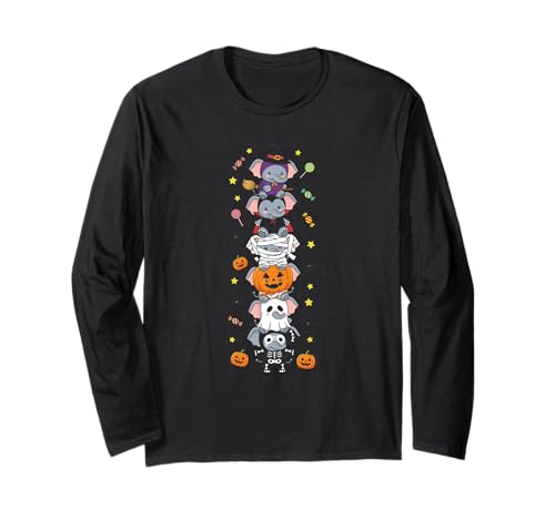 Elefant Hexe Vampir Geist Halloween Kinder Herren Damen Langarmshirt von Elephant Lovers Halloween Skeleton Mummy Outfits