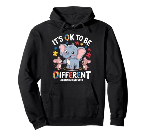 It's OK To Be Different Autism Awareness Elephant Kids Pullover Hoodie von Elephant Puzzles Autism Mom Support