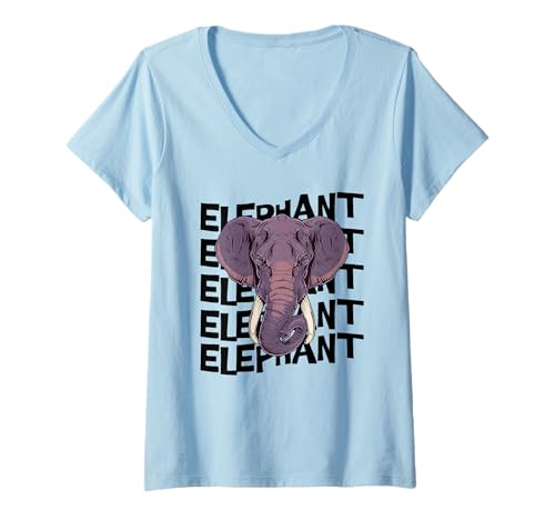 Damen Elefanten-Cartoon, niedlich T-Shirt mit V-Ausschnitt Damen Elefanten-Cartoon, niedlich T-Shirt mit V-Ausschnitt von Elephant Tees & Shirts