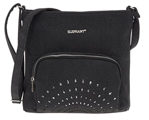 Elephant Handtasche GLAM SHINE Damentasche Tasche Umhängetasche Kunstleder 3272 (Black (Schwarz) von Elephant