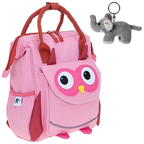 ELEPHANT Kinderrucksack Jungen Mädchen Kinder Kids Kindergartenrucksack ab 3 Jahren Rucksack mit Klappöffnung +e (Eule Rosa 353) von ELEPHANT