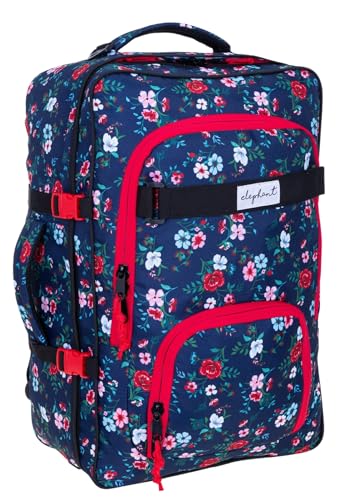 Elephant Rucksack Damen Handgepäck IATA FLY Travel Flower Reise Daypack Kabinenrucksack Kabinengepäck Reiserucksack groß viel Stauraum 42 Liter (Blue Flower (blau) 13023) von Elephant