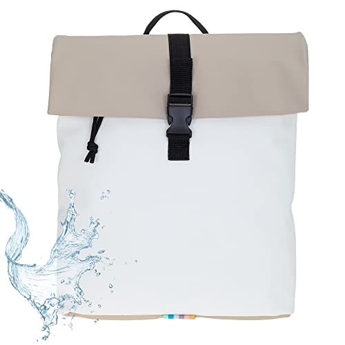 Elephant Rucksack Damen Takskal Fashion small Damenrucksack Mini Tablet PC Tasche Handtasche Plane Geheimfach Frauen Medium 12820 + Schlüsseletui (creme/sand (hellbeige - hellbraun)) von Elephant