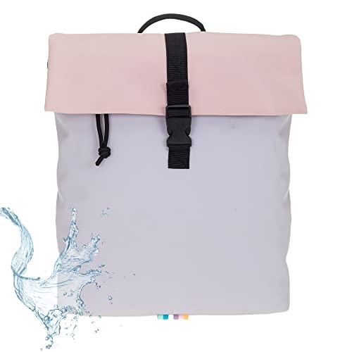 Elephant Rucksack Damen Takskal Fashion small Damenrucksack Mini Tablet PC Tasche Handtasche Plane Geheimfach Frauen Medium 12820 + Schlüsseletui (grey/rose (grau - altrosa)) von Elephant