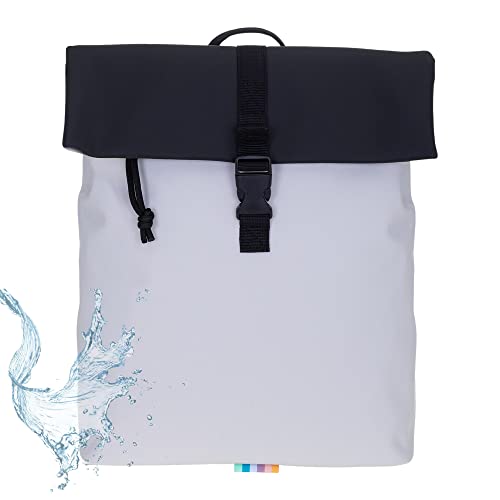 Elephant Rucksack Damen Takskal Fashion small Damenrucksack Mini Tablet PC Tasche Handtasche Plane Geheimfach Frauen Medium 12820 + Schlüsseletui (off white/black (hellgrau - schwarz)) von Elephant