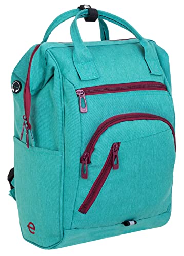 Elephant Rucksack Finn Twice Tasche A4 Daypack Bürorucksack Damen Herren Freizeitrucksack 12830 Auswahl (Green Zip Bordeaux) von Elephant
