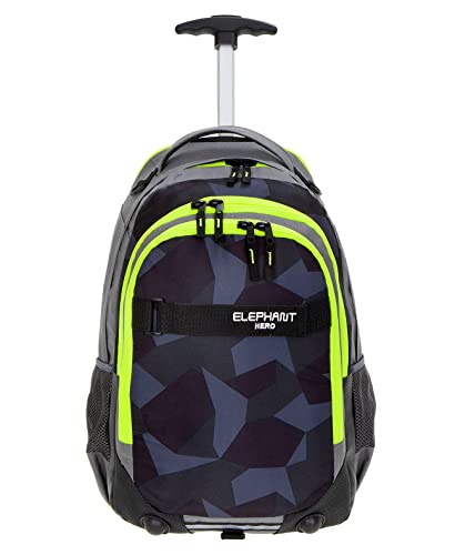 Elephant Trolley Hero Signature Trolleyrucksack Rucksack Schultrolley Mädchen Jungen 12771 (Cyber Camo Gelb (Schwarz/Gelb)) von Elephant