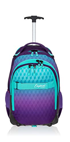 Elephant Trolley Jungen Mädchen Schultrolley Hero Signature Schulranzen Trolly Rucksack (Violet Cube (Lila-Türkis)) von Elephant