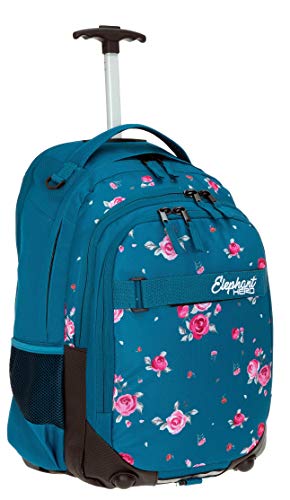 Elephant Trolley Mädchen Schultrolley Hero Signature Schulranzen Schultasche Trolly Rucksack 12800 Auswahl (Blue Flower (Blau/Rose)) von Elephant