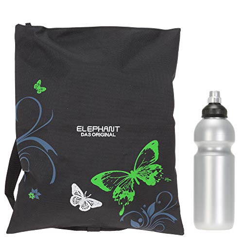 Elephant Turnbeutel Sportbeutel Hero Signature Attach Bag Tasche fixierbar Jungen Mädchen Auswahl passt zu Cyber Camo, Two Tone, Flower, Cube oder Plaid + Trinkflasche (Butterfly Grün 12677) von Elephant