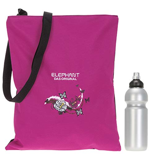 Elephant Turnbeutel Sportbeutel Hero Signature Attach Bag Tasche fixierbar Jungen Mädchen Auswahl passt zu Cyber Camo, Two Tone, Flower, Cube oder Plaid + Trinkflasche (Magenta Butterfly 12371) von Elephant