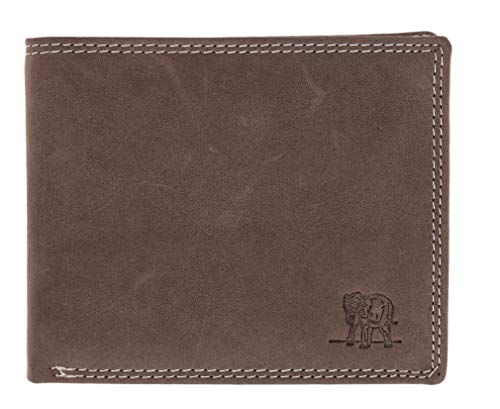 Geldbörse Leder Hunter Ledergeldbörse Geldbeutel Herren + Schlüsseletui (Querformat Braun) von Elephant