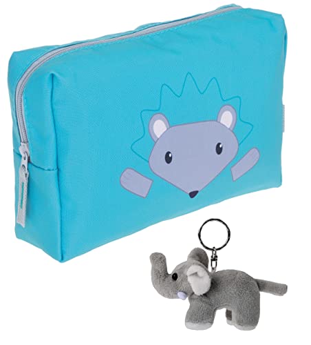 Kulturtasche Kinder Mädchen Jungen Kulturbeutel Tiere Beautycase Tasche Reise Pouch klein Elephant Kids Washbag +e (Igel Türkis 354) von ELEPHANT