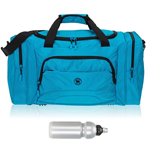 Sporttasche Damen Herren Color Big 55 cm 40 L Nassfach Reisetasche Sport Fitness Sauna Tasche groß 1296 + Trinkflasche (Lite Blue (Mittelblau)) von Elephant