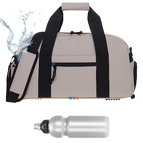 Sporttasche Fitness Tasche Damen Herren Kinder 46 cm 24 L Plane wasserabweisend Schuhfach Nassfach Reisetasche Handgepäck Freizeittasche Hydo Gym Bag 12891 + Trinkflasche (Sand Beige) von Elephant