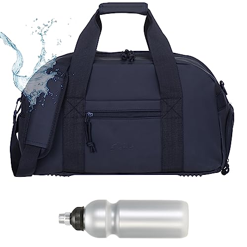 Sporttasche Fitness Tasche Damen Herren Kinder 46 cm 24 L Plane wasserabweisend Schuhfach Nassfach Reisetasche Handgepäck Freizeittasche Hydo Gym Bag 12891 + Trinkflasche (Uni Schwarz) von Elephant