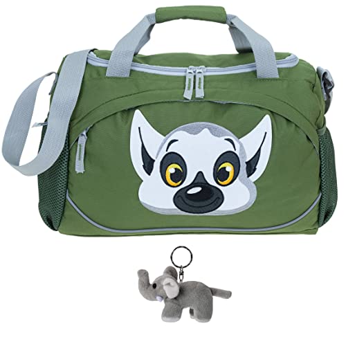 Sporttasche Kinder Jungen Mädchen klein Turntasche Tasche Reisetasche 38 cm 14 Liter Kindersporttasche Tiere Elephant Kids +e (Lemur Maki Oliv 364) von Elephant