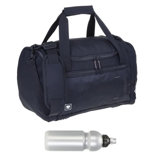 Sporttasche klein Damen Herren Kinder Small 42 cm 18 L Reisetasche Sport Reise Gymbag Arbeit Fitness Schule Gym Bag Tasche Elephant Dark S 3619 + Trinkflasche (Schwarz GRAU) von Elephant