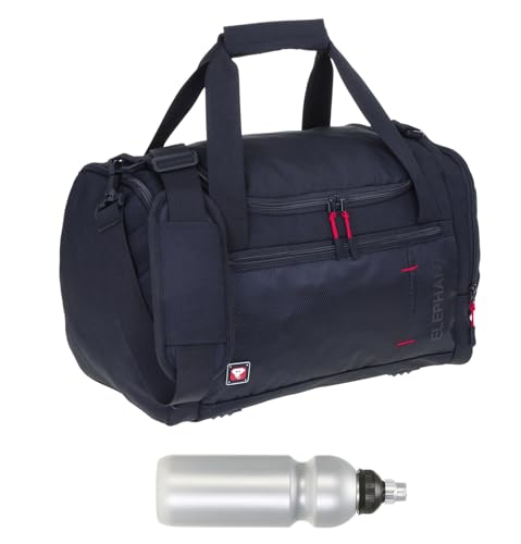 Sporttasche klein Damen Herren Kinder Small 42 cm 18 L Reisetasche Sport Reise Gymbag Arbeit Fitness Schule Gym Bag Tasche Elephant Dark S 3619 + Trinkflasche (Schwarz ROT) von Elephant