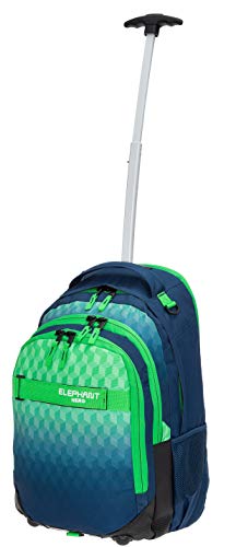 Elephant Trolley Jungen Mädchen Schultrolley Hero Signature Schulranzen Trolly Rucksack (Cube Green Blue) von Elephant