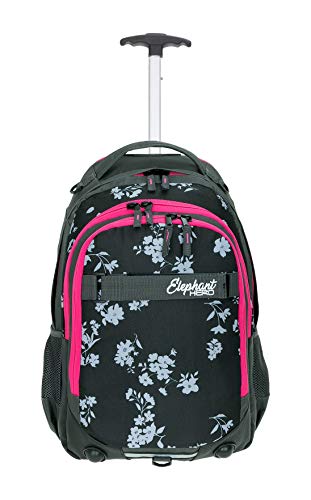 Elephant Trolley Mädchen Schultrolley Hero Signature Schulranzen Schultasche Trolly Rucksack 12800 Auswahl (Grey Flower (Grau/Pink Zip)) von Elephant