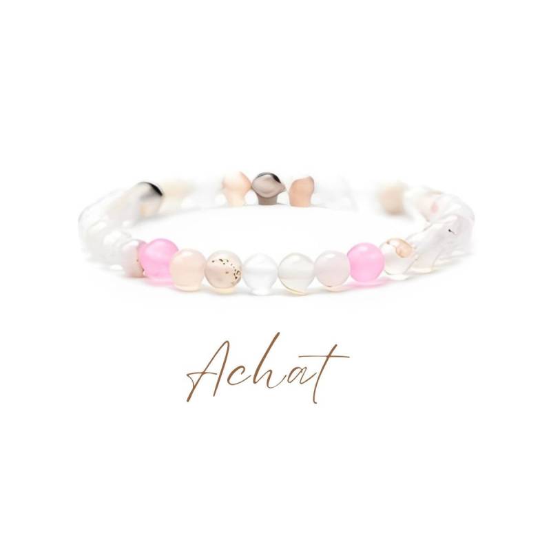 Achat Armband | Bracelet Aus Feinen Achat Perlen Mit Rosenquarz Perlenarmband Geschenk Freundin Tochter Mutter Weihnachten von ElephanthouseDesign