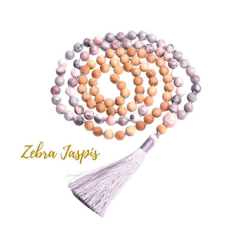 Feellight- Zebra Jaspis - 108 Perlen Mala & Meditations Kette von ElephanthouseDesign