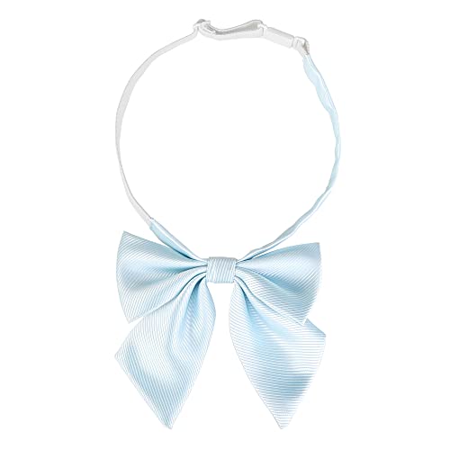 Elerevyo Einfarbige, vorgebundene Fliege für Damen, verstellbare Schleife mit Schleife für Cosplay-Uniform Hellblau One Size von Elerevyo