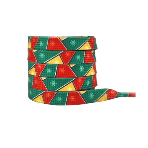 Elerevyo Flache Weihnachtsschnürsenkel für Erwachsene Männer Ihn Frauen Teenager Weihnachtsdekorationen Schuhbänder 1 Paar Weihnachten 6 120cm/47.2" von Elerevyo